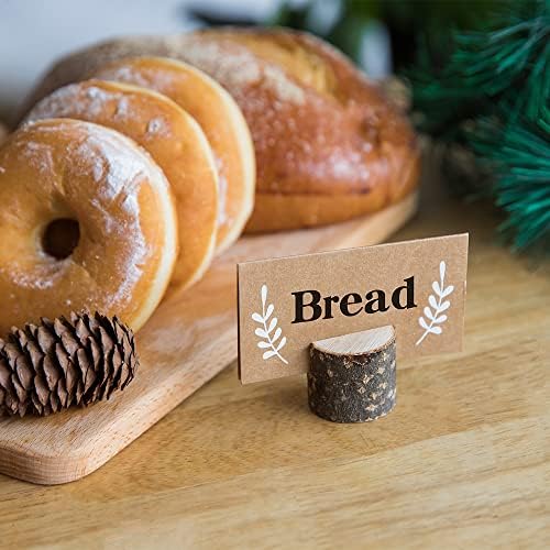 20Pcs Wood Place Card Holders with 24Pcs Kraft Place Cards