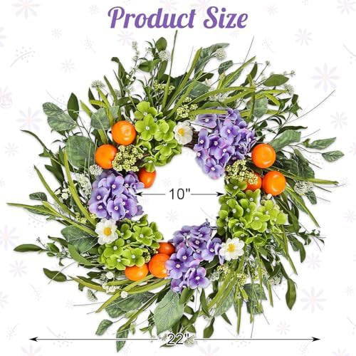 24 Inch Hydrangea Wreath Purple Realistic
