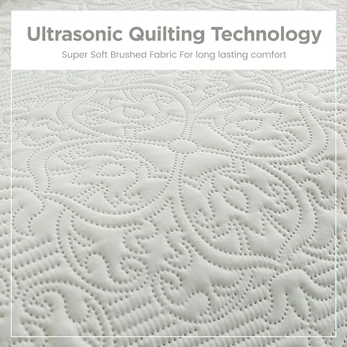 Sophia William Bed Quilt Bedspread - Reversible Ivory Twin Size