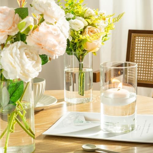 12pcs Glass Cylinder Vases for Centerpieces