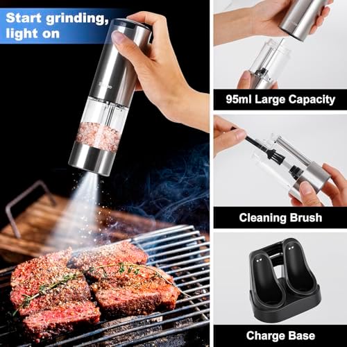 Sizabo Electric Salt and Pepper Grinder Set Rechargeable