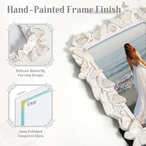 Axeman 4x6 Picture Frame with Tempered Glass and Butterfly Resin