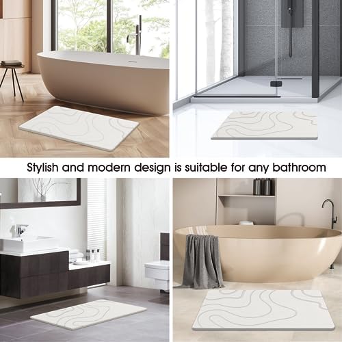 ZIKIBL Stone Bath Mat Non-Slip Durable 24x16 White