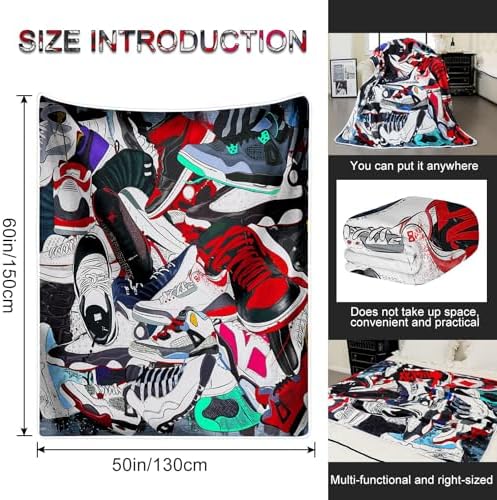 EISKBC Basketball Shoes Print Flannel Fleece Blanket for Kids