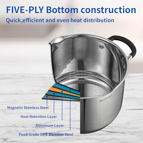 8 Quart Stainless Steel Stock Pot with Strainer Glass Lid