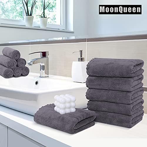 MOONQUEEN 6 Pack Hand Towels Gray 16x28 Inches