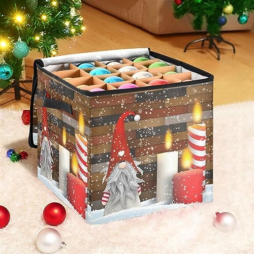 Christmas Ornament Storage Box with Zipper Dividers 13x13 Inch