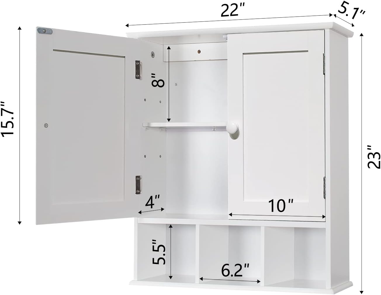 TaoHFE Wall Cabinet Over Toilet Storage With Adjustable Shelves