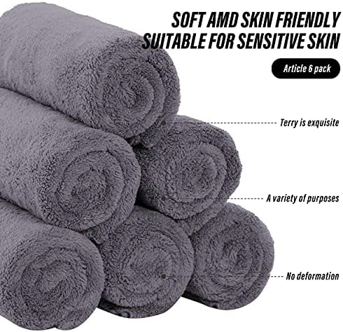 MOONQUEEN 6 Pack Hand Towels Gray 16x28 Inches