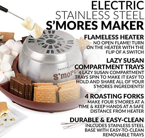 Nostalgia Indoor Electric Smores Maker - 4 Trays and Roasting Sticks