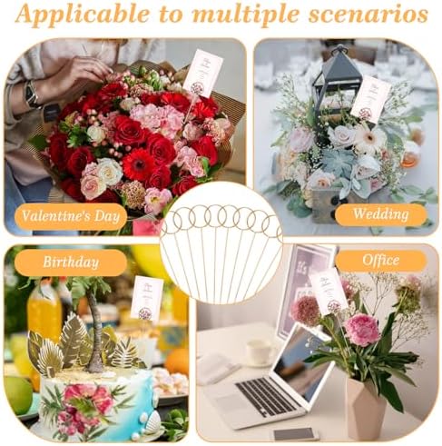 YUXIANLB 40 Pcs Gold Metal Wire Floral Place Card Holders