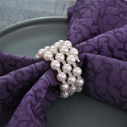 Pearl Napkin Rings Set of 6 for Farmhouse and Events
