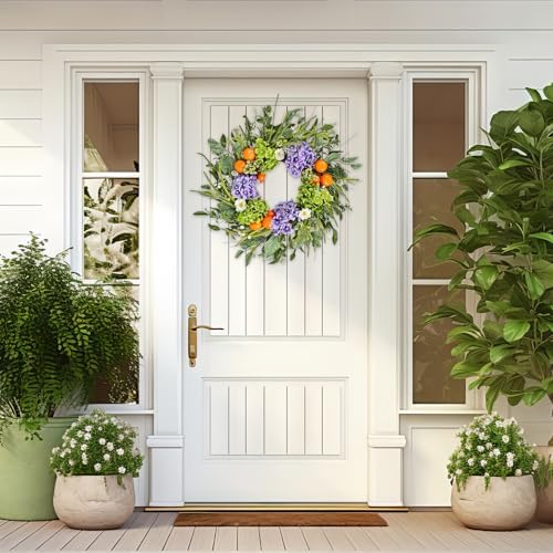 24 Inch Hydrangea Wreath Purple Realistic