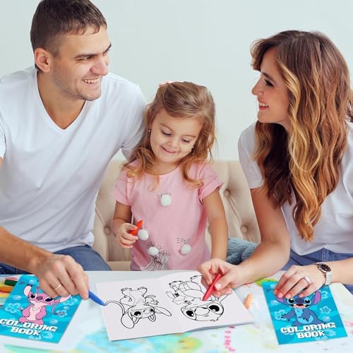 Cloira Stitch Party Supplies Set 24Pcs Coloring Books