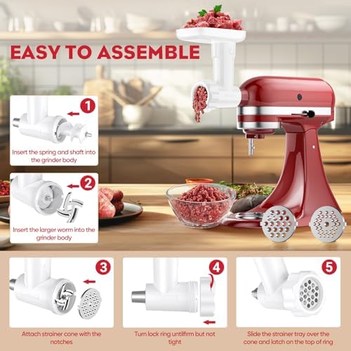 HOZODO Fruit Veg Strainer Meat Grinder for Kitchenaid Mixers