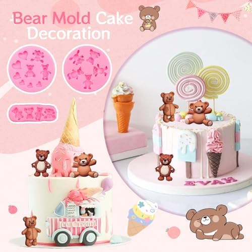 MEMOVAN Bear Silicone Fondant Mold 3pcs