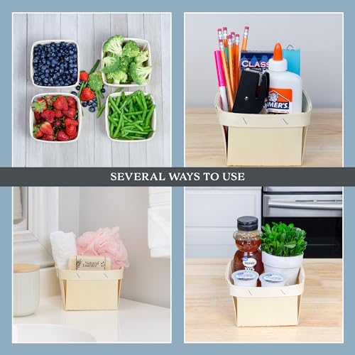 Cornucopia Brands 8 Pack Quart Wooden Berry Baskets