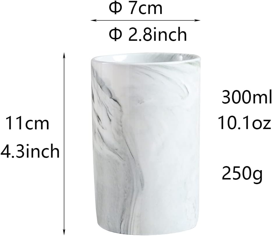 Marble Ceramic Mug Stylish Toothbrush Holder Modern Bathroom Accessory