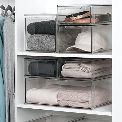 mDesign Clear Plastic Stackable Drawer Organizers 4 Pack