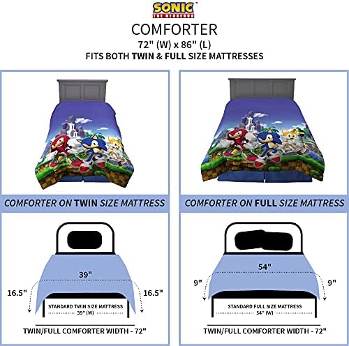 Franco Kids Bedding Reversible Comforter Sonic The Hedgehog