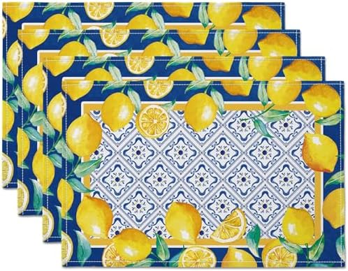 WHOMEAF Yellow Lemon Place Mat 12x18 Inches