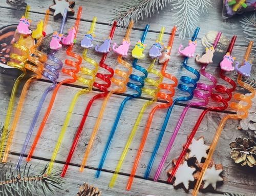 24 Bulk Cat Pattern Reusable Plastic Straws