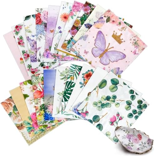 Crtiin 20 Pack Assorted Floral Napkins for Decoupage