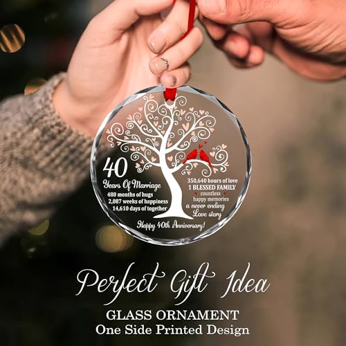 40th Wedding Anniversary Ruby Glass Ornament