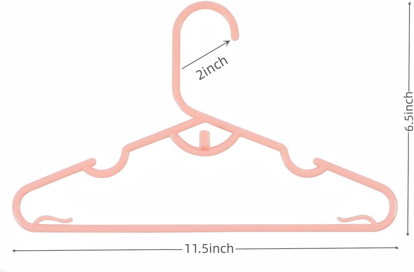 Stackable Kids Hangers 100 Pink Pieces Non-Slip Shoulder Grooves