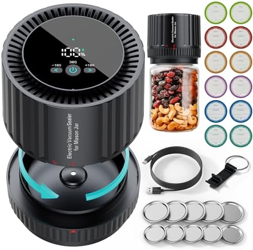 2025 Updated Electric Mason Jar Vacuum Sealer Kit with Extra Lids and Labels