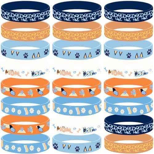 Blue Dog Theme Party Favors 24pcs Silicone Bracelets