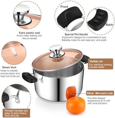 8 Quart 3-Ply Stainless Steel Stock Pot with Lid