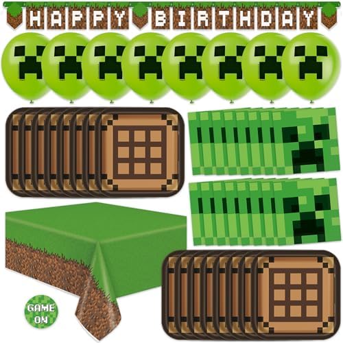 Minecraft Birthday Decorations Set for 16 Guests