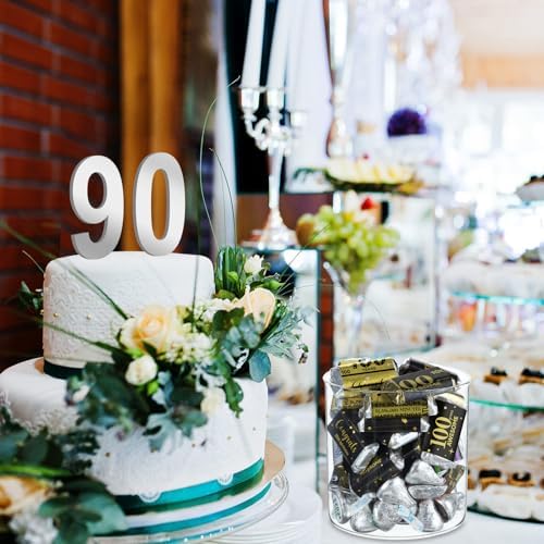 Tenare 90 Pcs 100th Birthday Black and Gold Stickers for Party Supplies