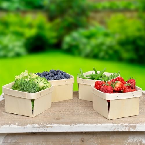 Cornucopia Brands 8 Pack Quart Wooden Berry Baskets