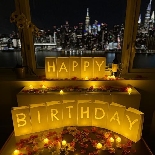 Happy Birthday Light Up Letters Luminary Bags