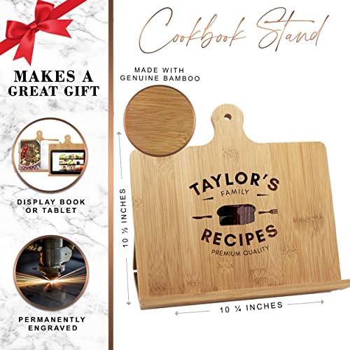 Personalized Bamboo Cookbook Holder with Monogram
