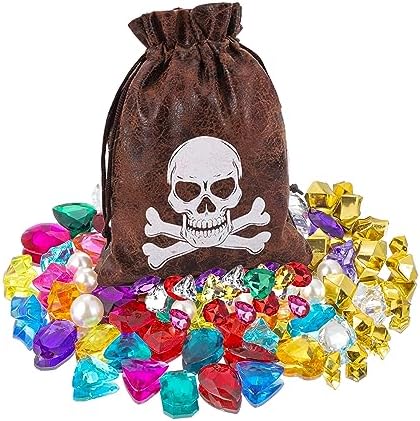 RICHNESS Pirate Loot Bags Drawstring Favors Pack of 12