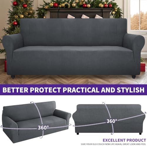 ZNSAYOTX Super Stretch Couch Cover Universal Fit for 3 Cushion Couch
