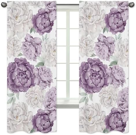 Sweet Jojo Designs Lavender Purple Boho Curtain Panels Set of 2