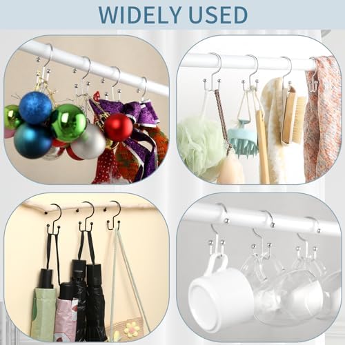Goowin 12 Pcs Durable Black Shower Curtain Hooks