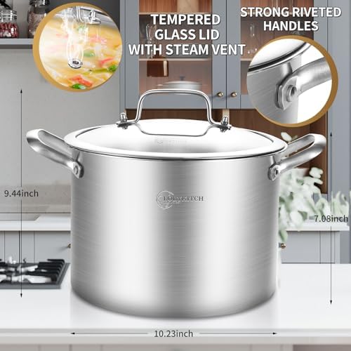 LOLYKITCH Tri-Ply 8 Quarts Stock Pot with Lid