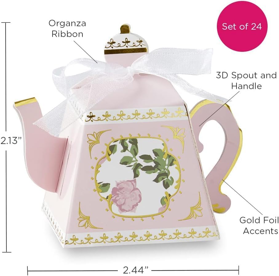 Kate Aspen Tea Party Favor Box Set of 24 Pink Gold Foil
