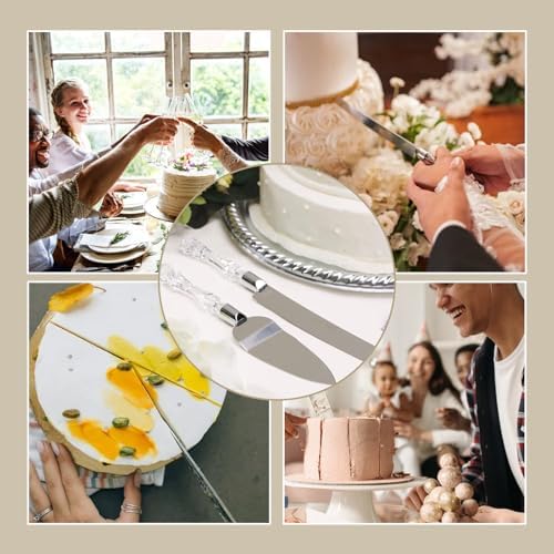 Adorox Cake Knife and Server Set with Acrylic Faux Crystal Handles