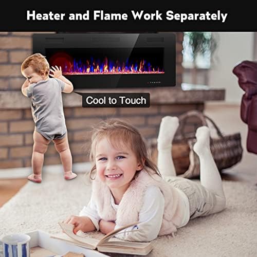 RWFLAME 50 Inch Electric Fireplace with Touch Screen and Remote Control