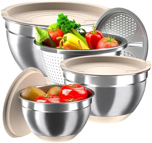 Nicdiet 3-Piece Stainless Steel Mixing Bowls with Airtight Lids