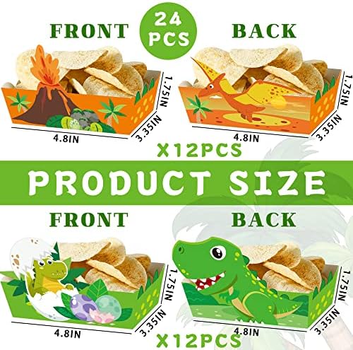 24Pcs Cartoon Dinosaur Serving Trays for Kids Birthday Party