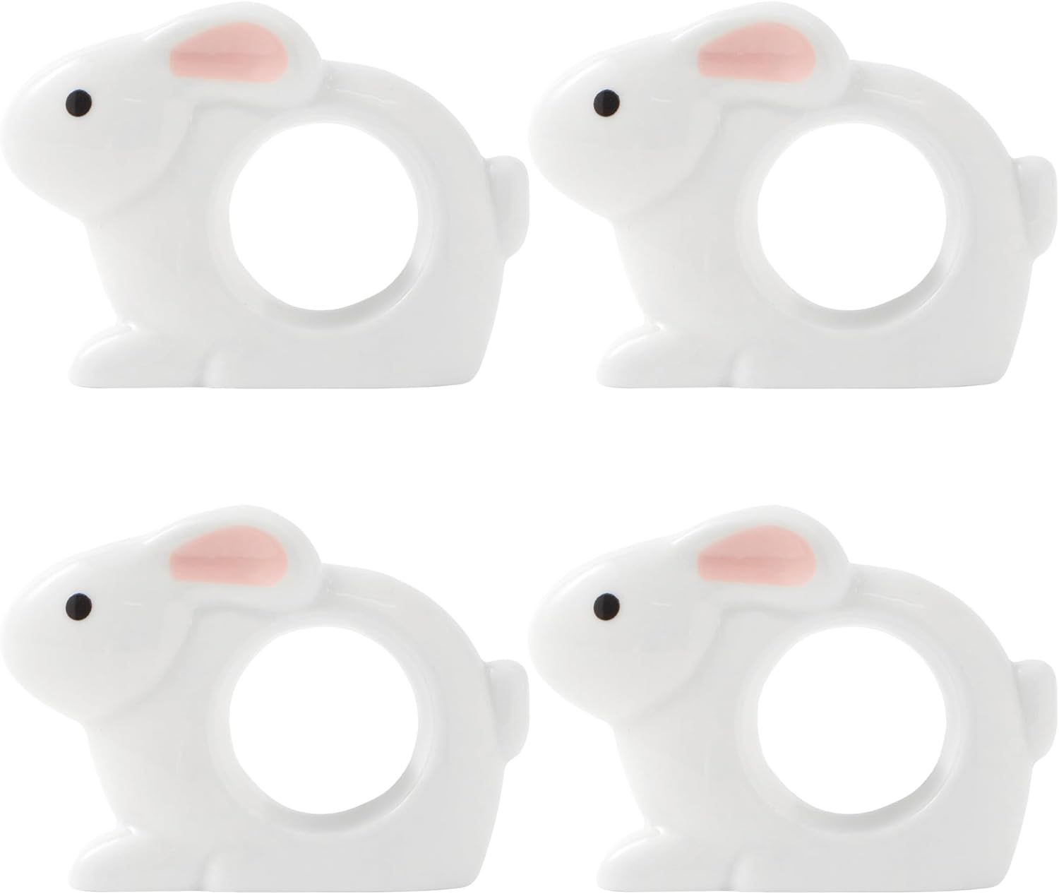 Easter Bunny Napkin Rings Set of 4 - Porcelain White