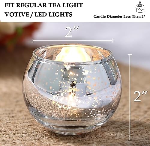 Volens Round Silver Votive Candle Holders Set of 12