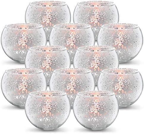 Volens Round Silver Votive Candle Holders Set of 12